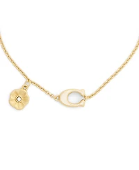 Coach Faux Stone Signature C Tea Rose Strand Bracelet