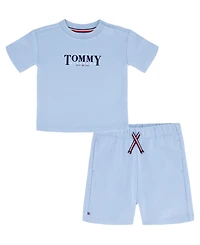 Tommy Hilfiger Baby Boys' Crewneck T-Shirt and French Terry Shorts, 2-Piece Set