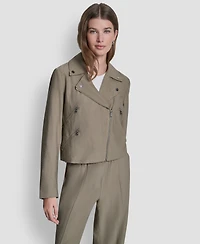 Dkny Women's Zipper Detailed Crinkle Jacket