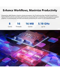 Lenovo ThinkCentre neo 55s Sff Desktop Amd Ryzen 7 32GB Ram Amd Radeon Graphics 1TB Ssd Storage Windows 11 Pro - Black