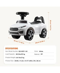 Sugift White Ride On Push Car with Music & Storage, Ages 1-3