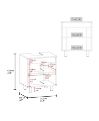 Fm Furniture Jerome Under Sink Storage Cabinet with Open Shelves for Bathroom Organization, Natural oak