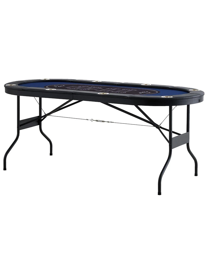 Sugift 8-Player Foldable Poker Table 72" Oval with Cup Holders and Padding