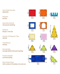 Sugift 55-pc Magnetic Tiles Starter Set with Car Base & Number Cards