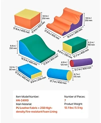 Sugift 7-Piece Foam Climbing Set for Toddlers - Pu Leather Blocks