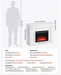 43" Freestanding Electric Fireplace Stove Heater with Mantel 1500W White