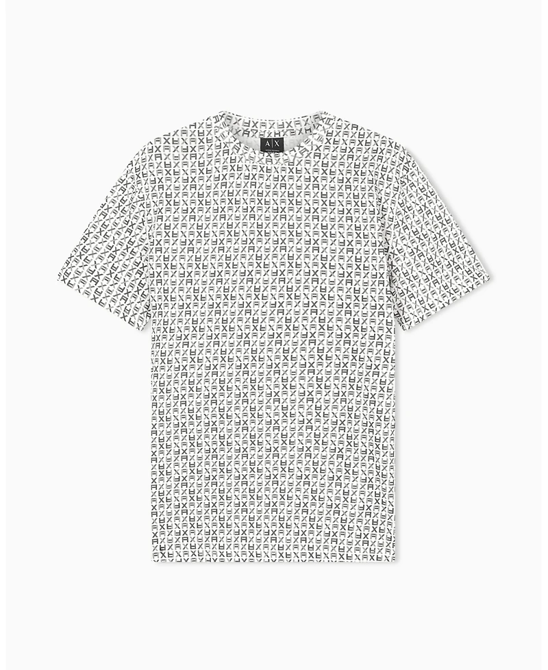 A|X Armani Exchange Men's Short Sleeve Jersey Allover logo Print T-Shirt