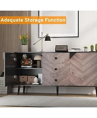 Gaomon 55.1" sideboard buffet with storage, 3 drawers, adjustable shelf and doors; modern freestanding accent cabinet for dining