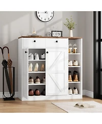 gaomon 42" Tall Shoe Cabinet with Doors & Drawers, 4-Tier Adjustable Shoe Storage Organizer