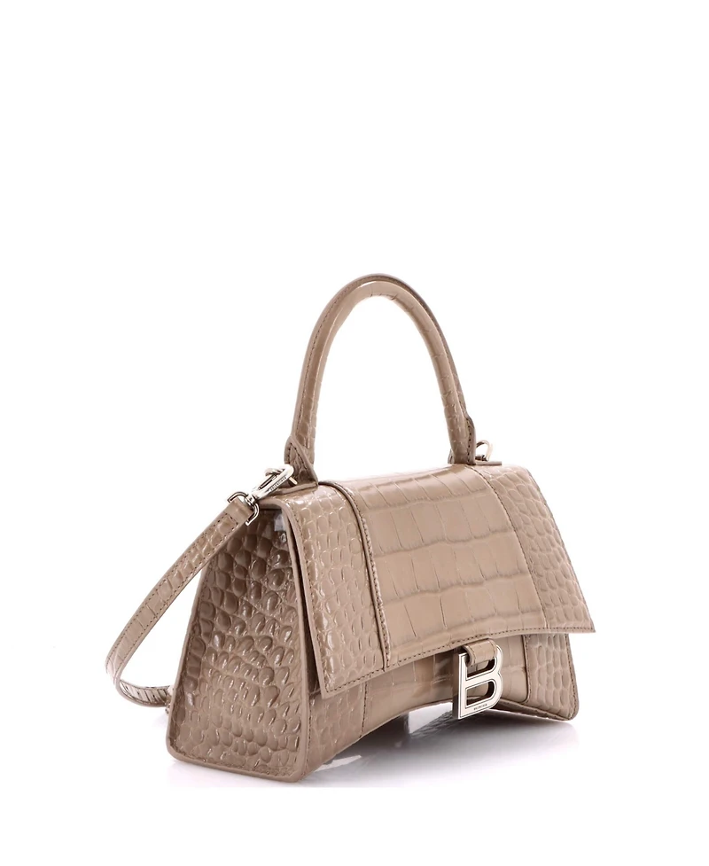 Pre-Owned Balenciaga Small Hourglass Top Handle Bag Embossed Leather