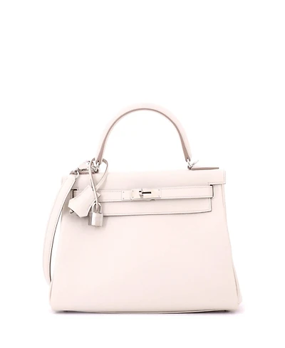 Pre-Owned HERMES Kelly 28 Handbag Light Evercolor with Palladium Hardware