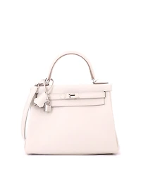 Pre-Owned HERMES Kelly 28 Handbag Light Evercolor with Palladium Hardware