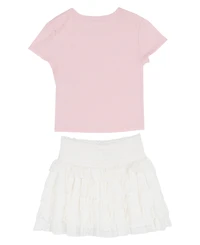 Rare Editions Girls' 7-12 Graphic T-Shirt and Lace Tiered Skort, 2-Piece Set