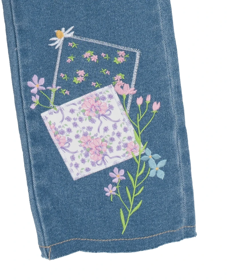 Rare Editions Girls' 2T-6X Smocked Top and Denim Pants, 2-Piece Set