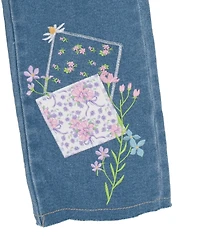 Rare Editions Girls' 2T-6X Smocked Top and Denim Pants, 2-Piece Set