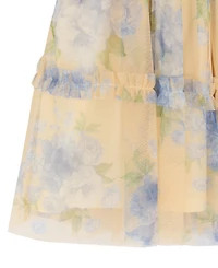 Rare Editions Girls' 4T-6X Floral Mesh Flutter-Sleeve Dress