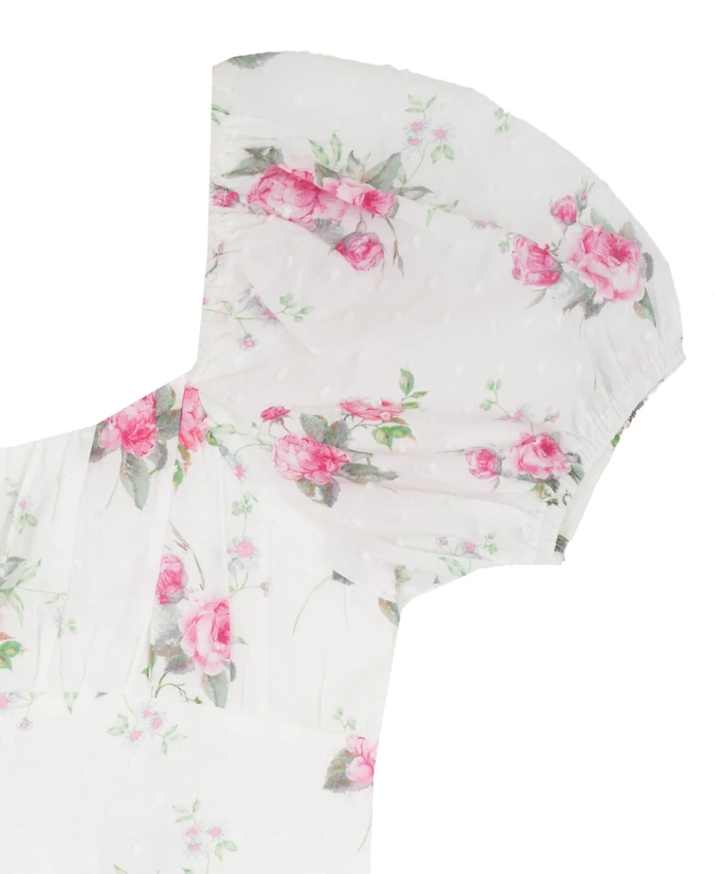 Rare Editions Girls' 7-16 Printed Square Neck Dress