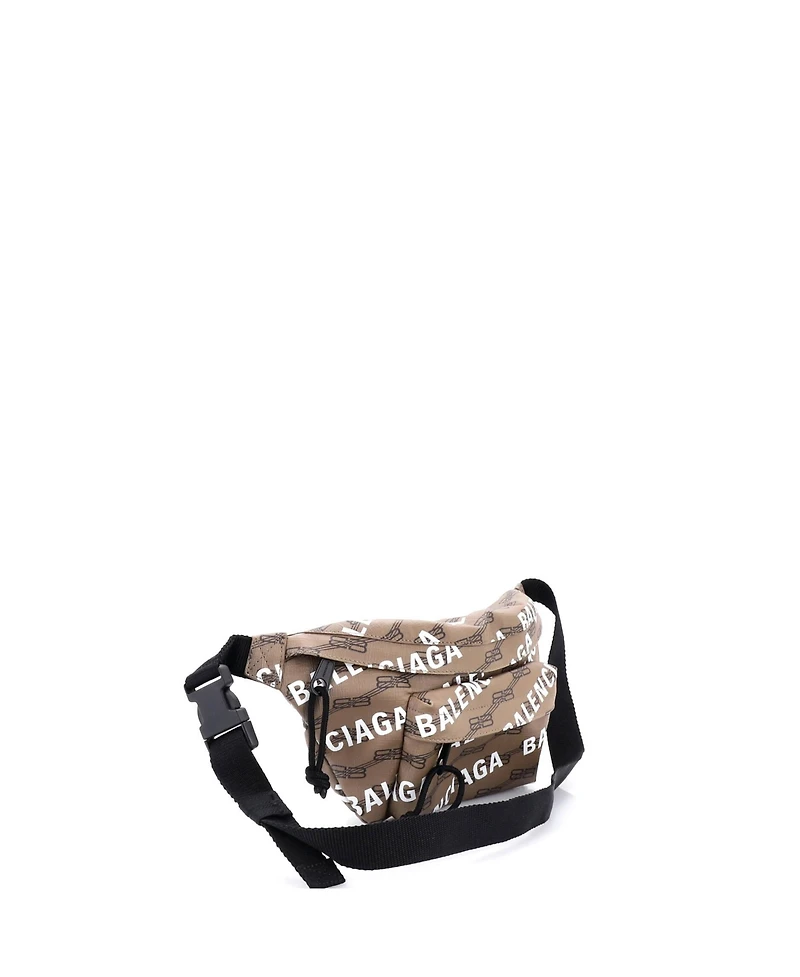 Pre-Owned Balenciaga Medium Beltpack Waist Bag Allover Logo Bb Monogram Coated Canvas