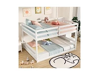 Slickblue Low Full Bunk Bed with Solid Wood and Storage Steps