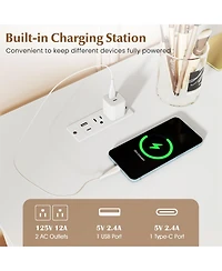 Volenca 55" Makeup Vanity Desk with Rotatable Lighted Mirror, Storage Dressing Table