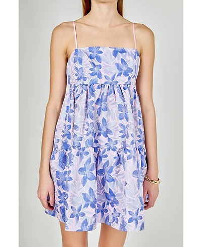 endless rose Women's Metallic Foral Jacquard Mini Dress