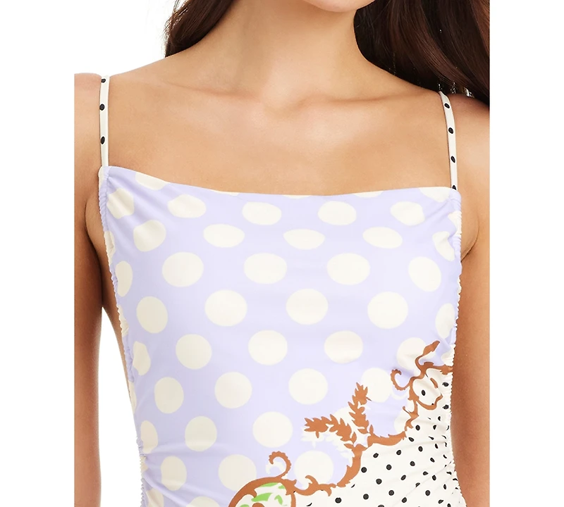 Sanctuary Women's Pretty Provence Over-The-Shoulder Shirred Side Swimsuit