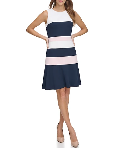 Tommy Hilfiger Women's Colorblocked Scuba Crepe Sleeveless Dress