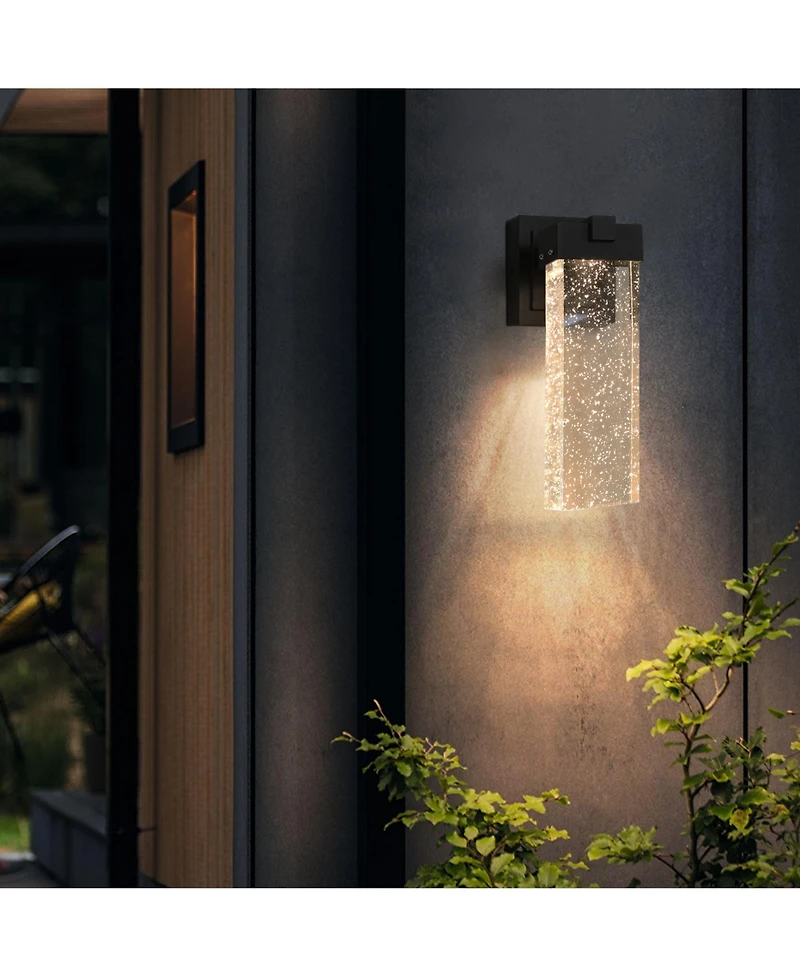 Flynama 2-Pack Outdoor Wall Light Fixture, Weatherproof Led Wall Sconce with Bubble Crystal and Light Sensor