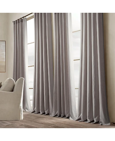 Lush Decor Belgian Flax Prewashed Linen Rich Cotton Blend Window Curtain Panel Single Gray 50x84