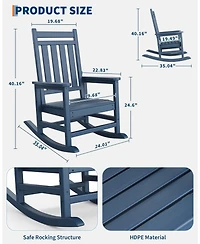 gaomon Hdpe Weather-Resistant Rocking Adirondack Chair - 380LBS Heavy Duty, No Complex Assembly, Wood-Grain Patio/Lawn
