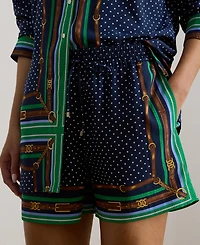 Lauren Ralph Women's Darrett Belting Print & Polka Dot Drawcord Shorts