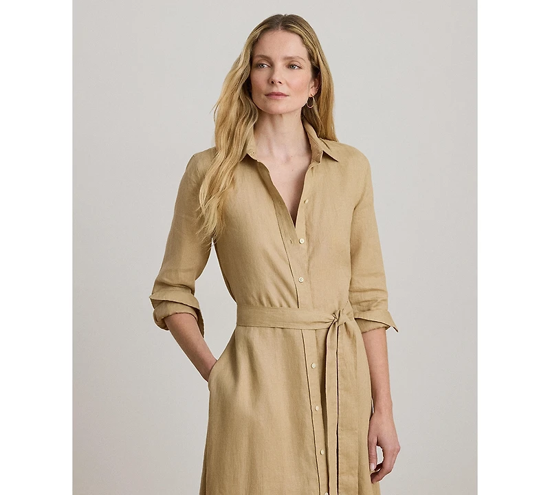 Lauren Ralph Women's Belted Collared Shirt Dress
