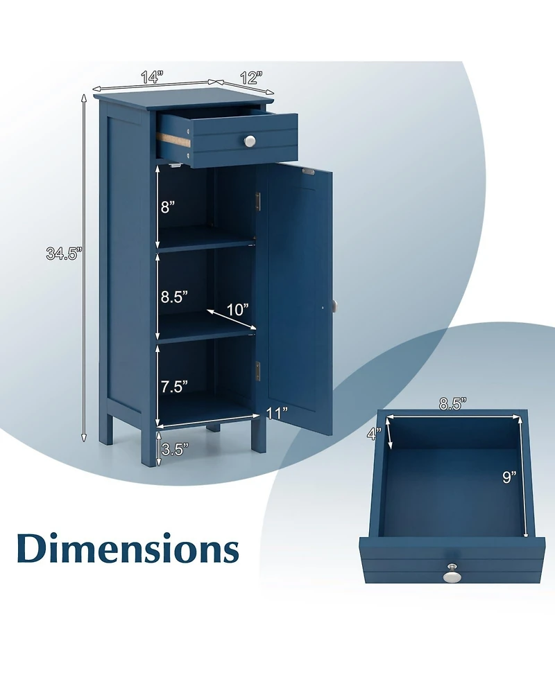 Volenca Wood Freestanding Floor Storage Cabinet with Drawer and Shelf