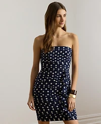Lauren Ralph Women's Polka-Dot Ruched Cocktail Dress