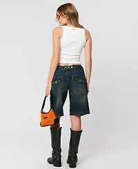 Abrand Women's Jort Riley Engineered Baggy Low Rise Denim Shorts