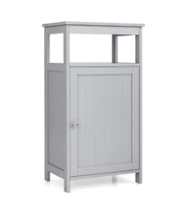 Volenca Wood Bathroom Floor Storage Cabinet with Multi-Function Organizer Rack