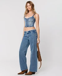 Abrand Women's Selena Lace Wide-Leg Baggy Jeans