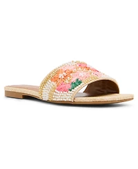 Madden Girl Women's Floral Beaded Slip-On Slide Sandals