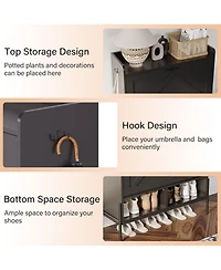 gaomon Shoe Cabinet with 2 Flip Drawers, Large Capacity Entryway Shoe Storage, Narrow Shoe Cabinet with Metal Legs