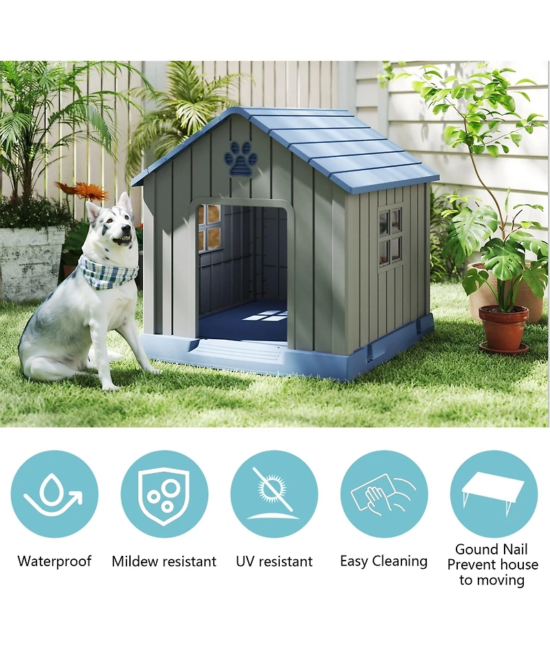 Decksplore 38 inch pointed dog house Spacious Indoor Outdoor Shelter with Removable Roof