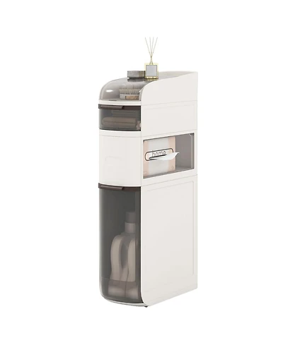 Volenca Space-Saving 4-Tier Bathroom Storage Cabinet with Drawers and Tissue Box