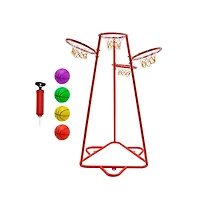 Bruce & Shark 4-Hoop Kids Basketball Set, Multi-Height Fixed Hoops for Family & Group Play