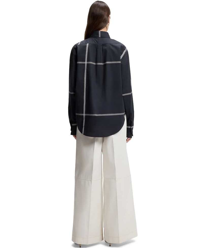 Boss by Hugo Women's Cotton Canvas Relaxed-Fit Blouse