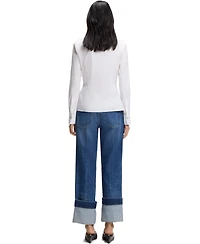 Boss by Hugo Women's Cotton-Blend Poplin Slim-Fit Blouse