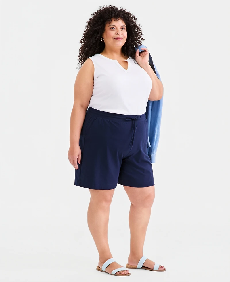 Style & Co Plus Size Solid Knit Shorts, Macy's Exclusive