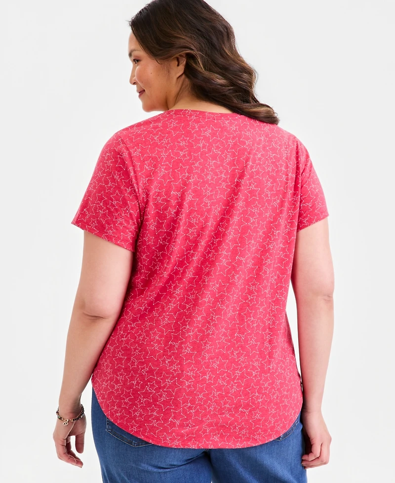 Style & Co Plus Perfect Short-Sleeve Open-Crewneck T-Shirt, Macy's Exclusive
