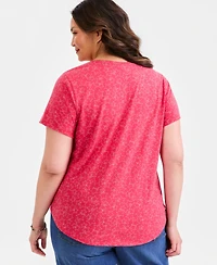 Style & Co Plus Perfect Short-Sleeve Open-Crewneck T-Shirt, Macy's Exclusive