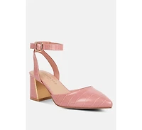 hyatt metallic sling block heel sandals