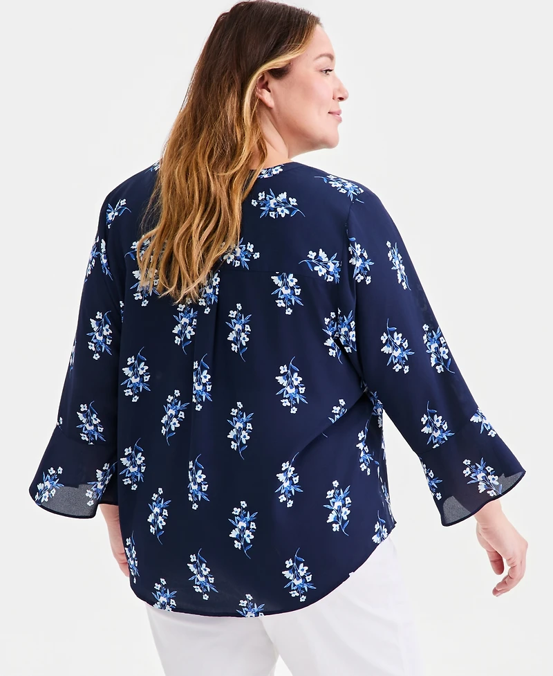 Style & Co Plus Printed Pintucked Top