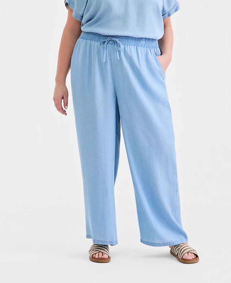 Style & Co Plus Chambray Wide-Leg Pants, Macy's Exclusive
